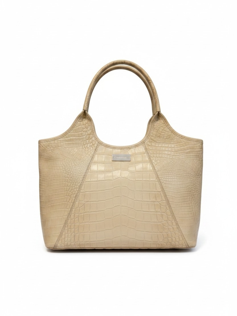 Brahmin Yellow Leather Croc-Embossed Tote